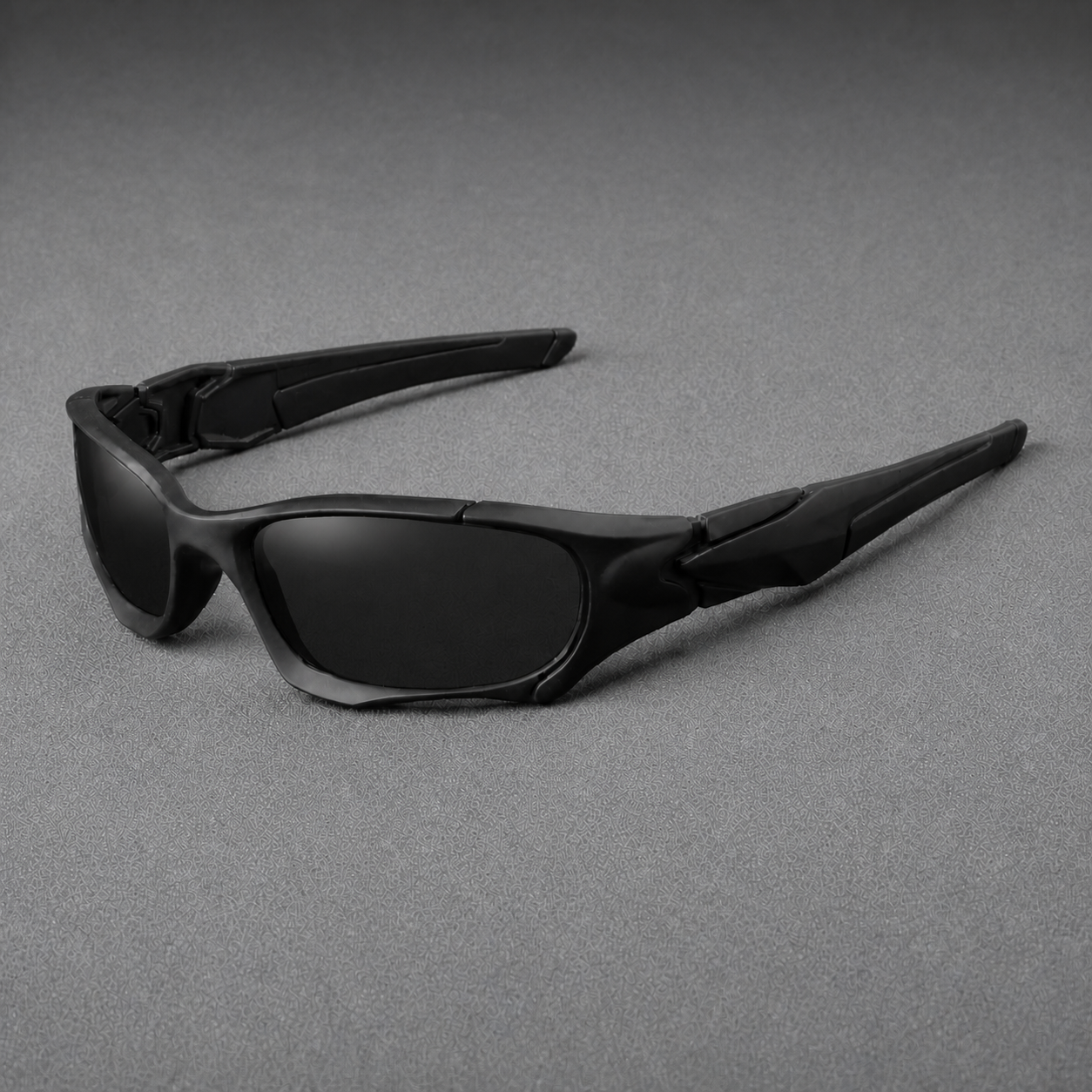 Gen-X Edge black wraparound sunglasses with smooth glossy polarized lenses